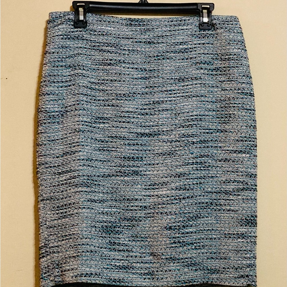 Ann Taylor Blue Textured Pencil Skirt